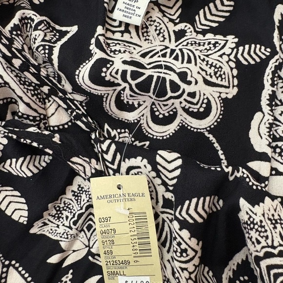 AE Spaghetti Strap Floral Print Black and White Jumpsuit Size Small - Picture 6 of 6